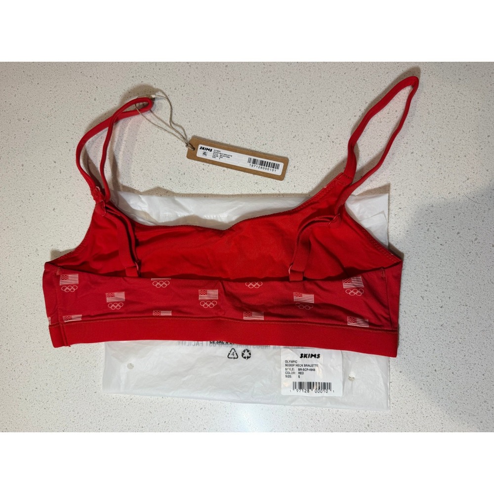Skims Womens Winter 2026 Olympic Scoop Neck Bralette Red S - Picture 2 of 3